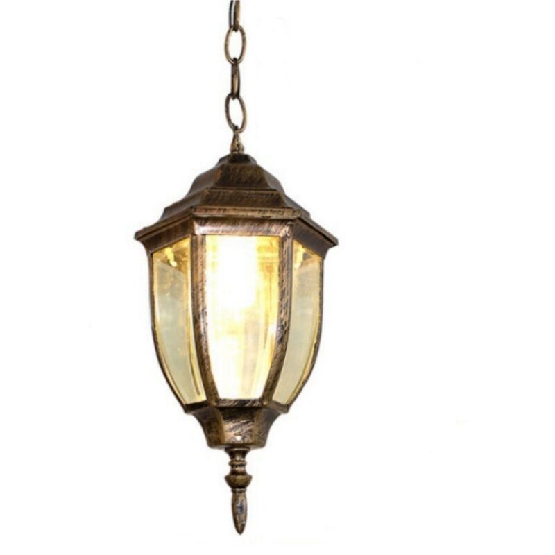 foto del prodotto lampadario a sospensione retr lampada da soffitto paralume vetro metallo plafoniera colore rame 16cm