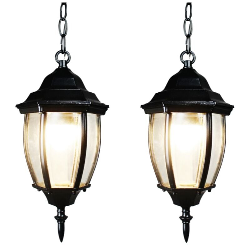 foto del prodotto lampadario a sospensione retr lampada da soffitto paralume vetro metallo plafoniera nero 16cm 2 pezzi