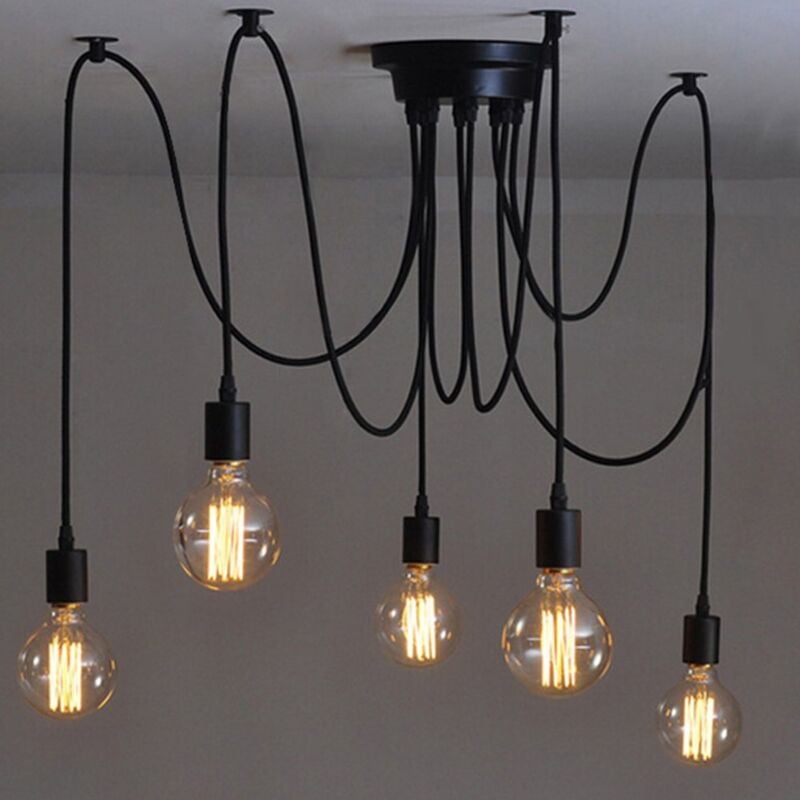 foto del prodotto lampadario a sospensione, spider lampadario a soffitto, illuminazione pendente per cucina isaland camera da letto nero 5 luci, 150cm