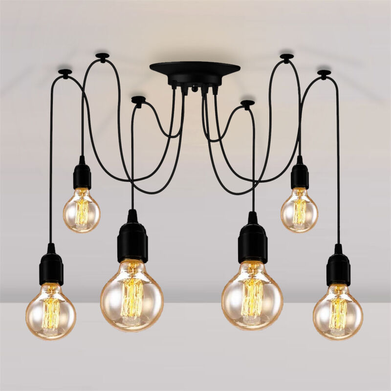 foto del prodotto lampadario a sospensione, spider lampadario a soffitto, illuminazione pendente per cucina isaland camera da letto nero 6 luci, 150cm