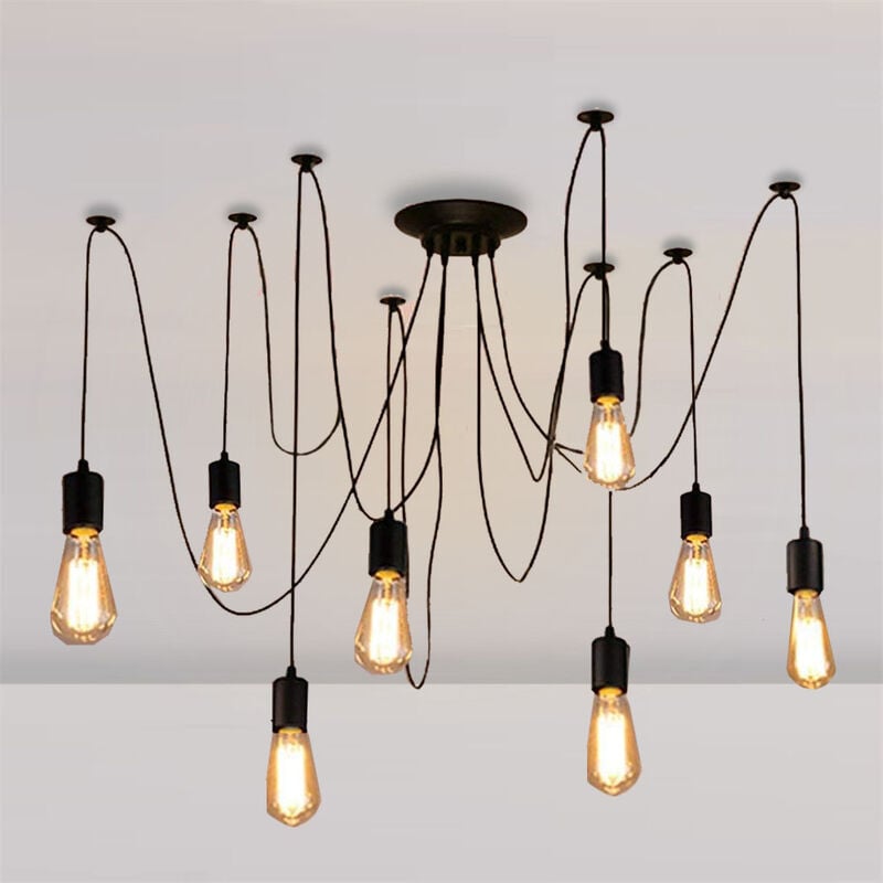 foto del prodotto lampadario a sospensione, spider lampadario a soffitto, illuminazione pendente per cucina isaland camera da letto nero 8 luci, 150cm