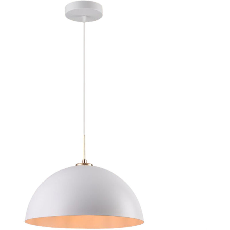 foto del prodotto lampadario a sospensione stile contemporaneo in metallo pendente con attacco e27 luce tavolo cucina ristorante di colore nero o bianco