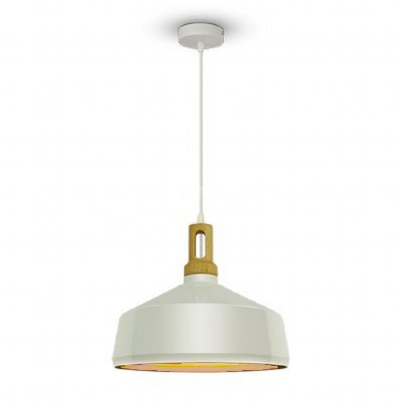 foto del prodotto lampadario a sospensione stile industriale in metallo pendente a coppa attacco e27 luce tavolo cucina di colore nero o bianco