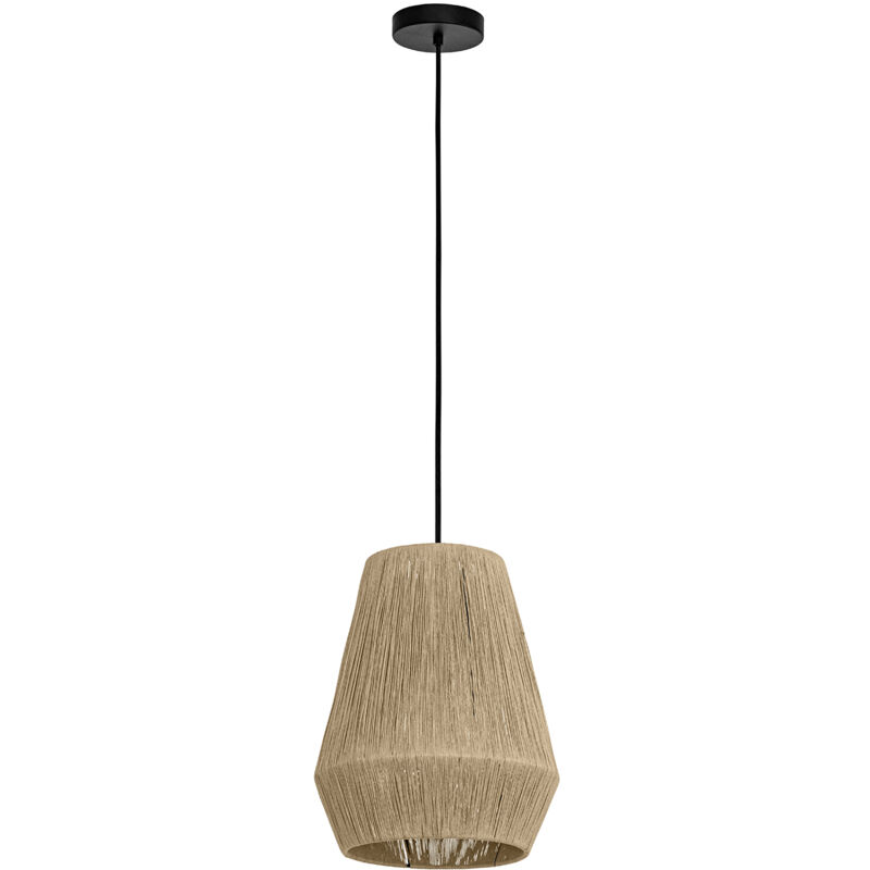 foto del prodotto lampadario a sospensione vintage alderney acciaio nero filo tessile 1 luce e27
