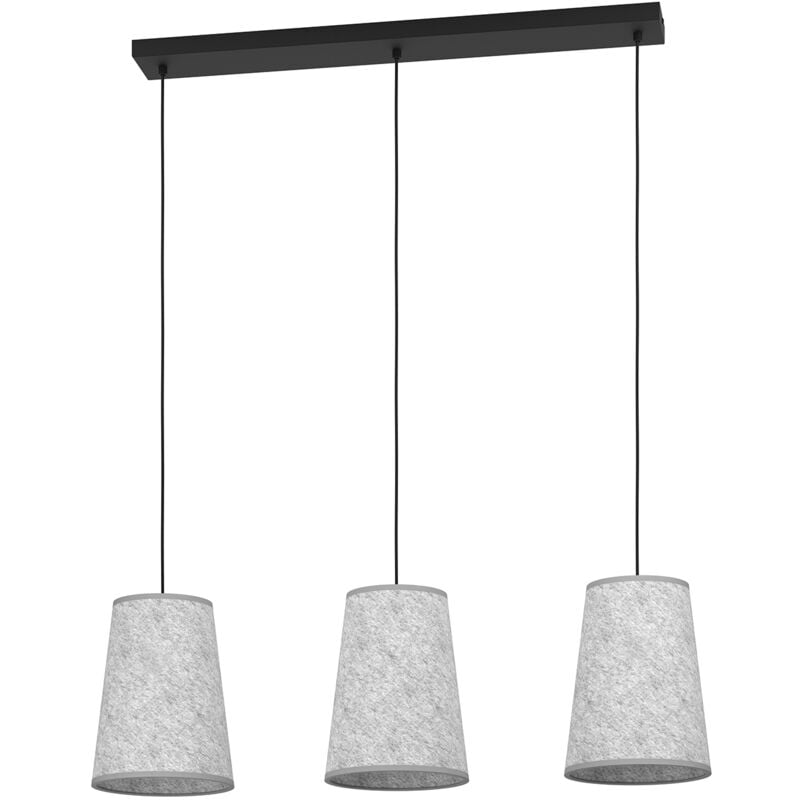 foto del prodotto lampadario a sospensione vintage alsager acciaio nero grigio 3 luci e27