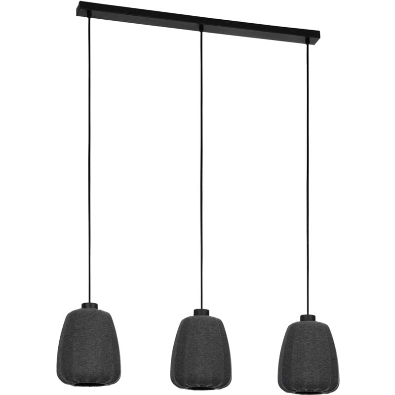 foto del prodotto lampadario a sospensione vintage barlaston acciaio nero grigio 3 luci e27