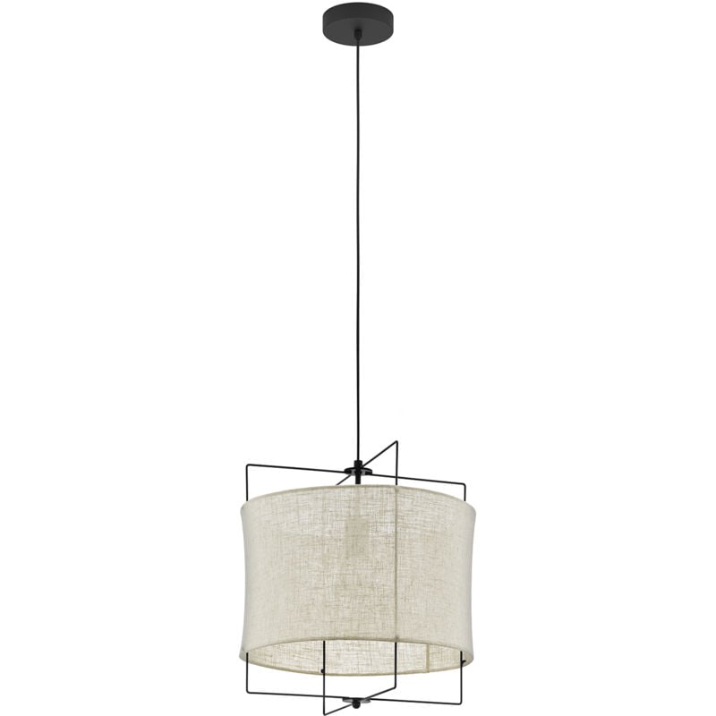 foto del prodotto lampadario a sospensione vintage bridekirk acciaio nero lino 1 luce e27