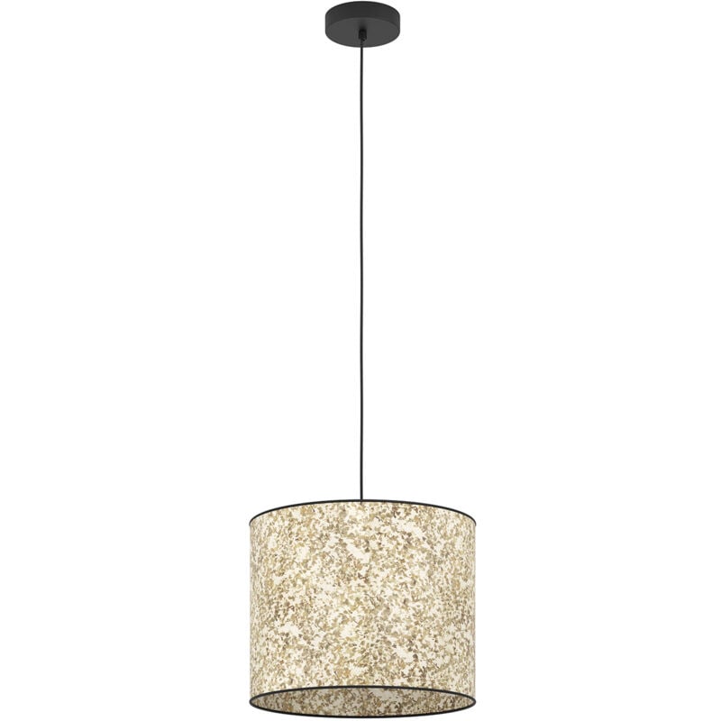 foto del prodotto lampadario a sospensione vintage butterburn acciaio nero beige 1 luce e27
