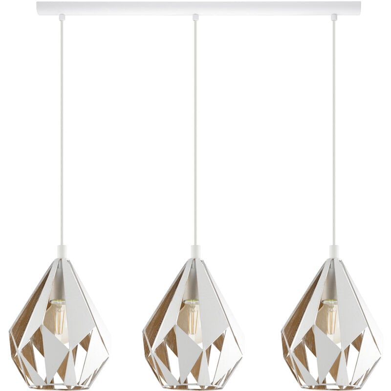 foto del prodotto lampadario a sospensione vintage carlton 1 acciaio bianco oro 3 luci e27