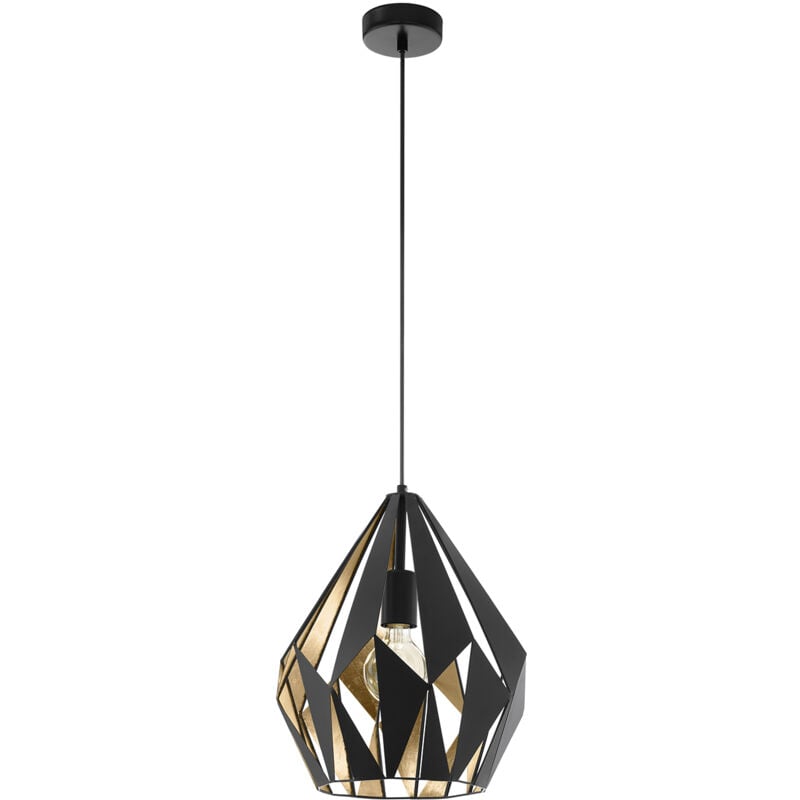 foto del prodotto lampadario a sospensione vintage carlton 1 acciaio nero oro 1 luce e27