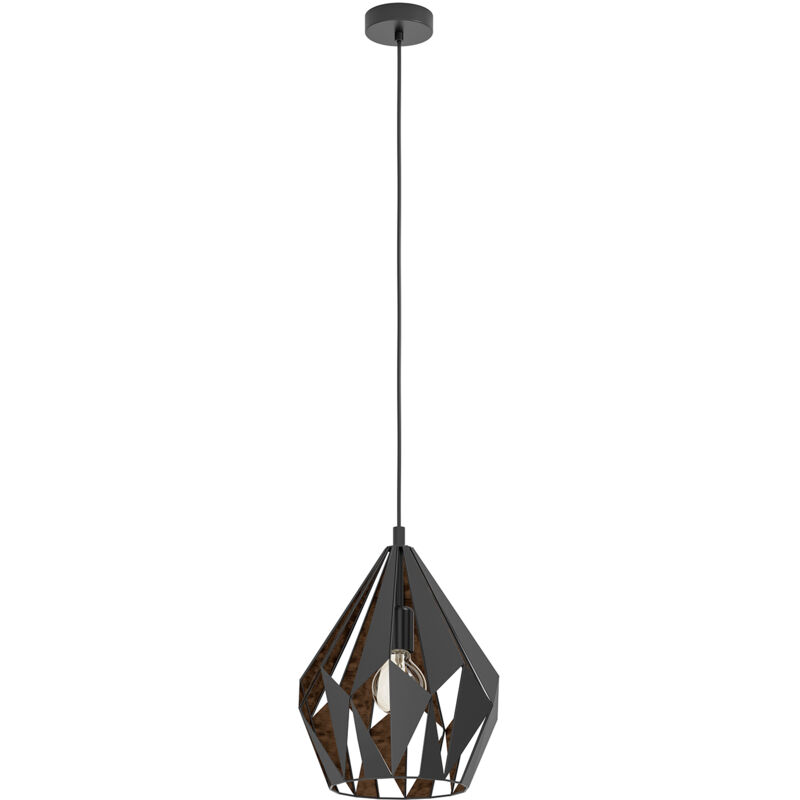 foto del prodotto lampadario a sospensione vintage carlton 1 acciaio nero rame 1 luce e27