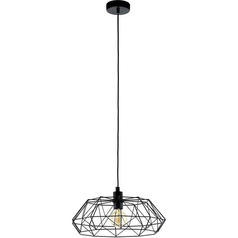 foto del prodotto lampadario a sospensione vintage carlton 2 acciaio nero 1 luce e27