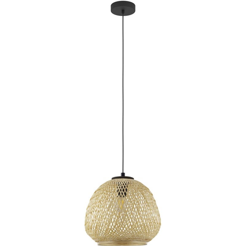 foto del prodotto lampadario a sospensione vintage dembleby acciaio nero legno 1 luce e27