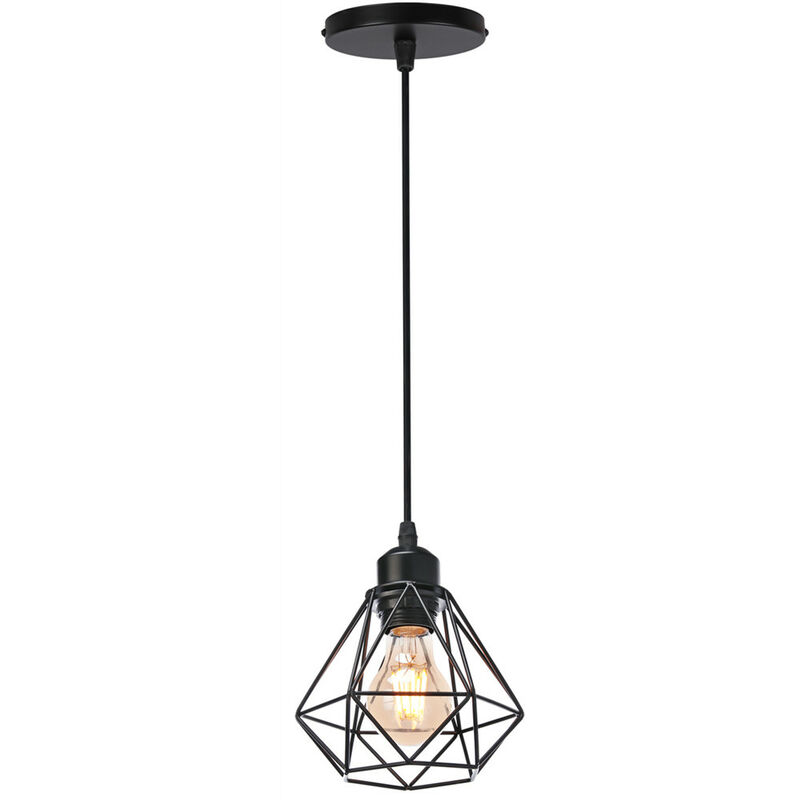 foto del prodotto lampadario a sospensione vintage e27 lampada a sospensione in metallo plafoniera in stile gabbi geometrica per corridoio camera da letto caff 