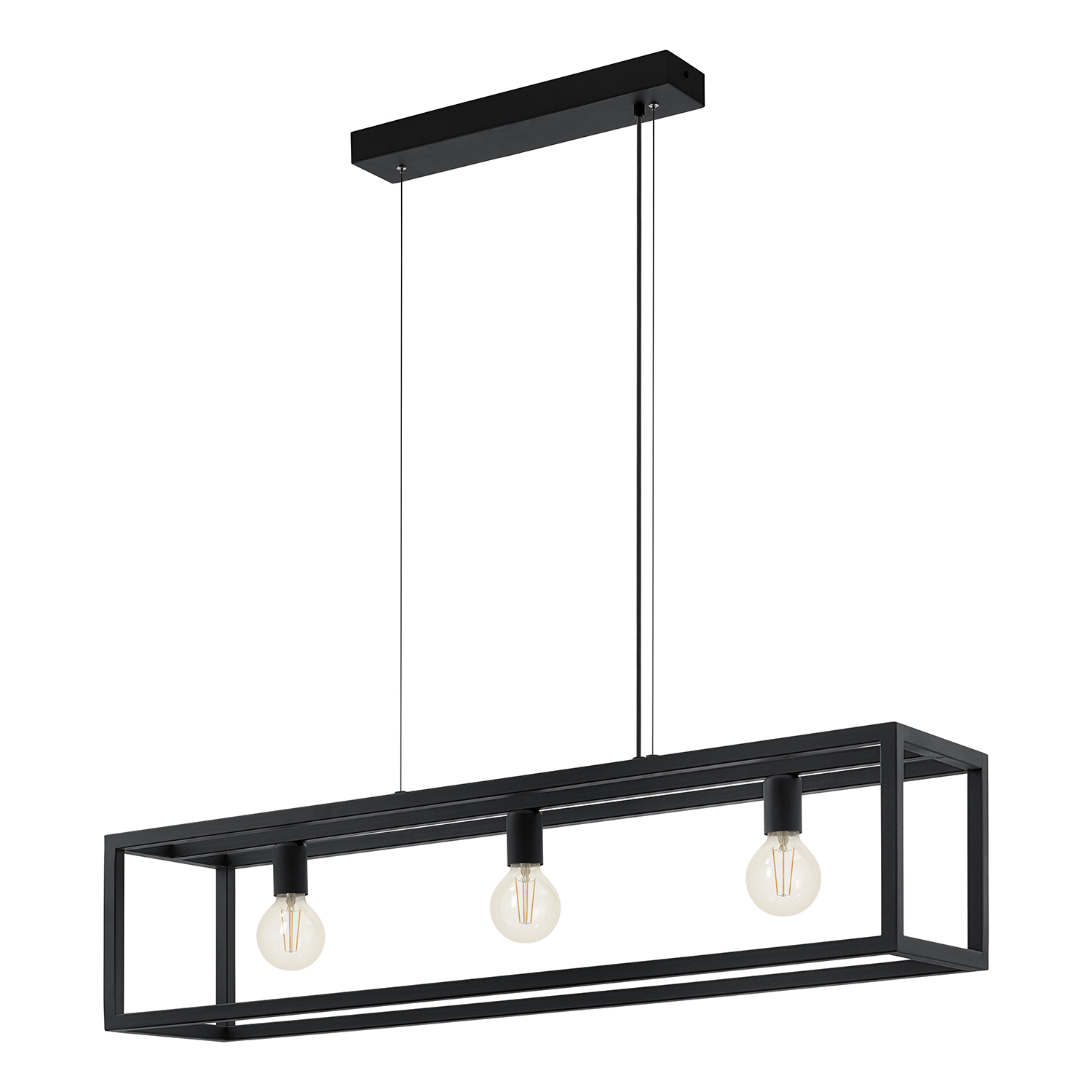 foto del prodotto lampadario a sospensione vintage elswick acciaio nero 3 luci e27