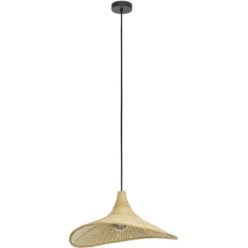 foto del prodotto lampadario a sospensione vintage haxey acciaio nero legno 1 luce e27