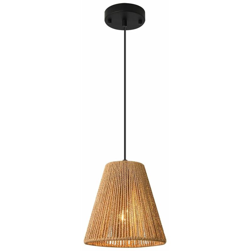 foto del prodotto lampadario a sospensione vintage in corda di canapa e attacco per lampade e27