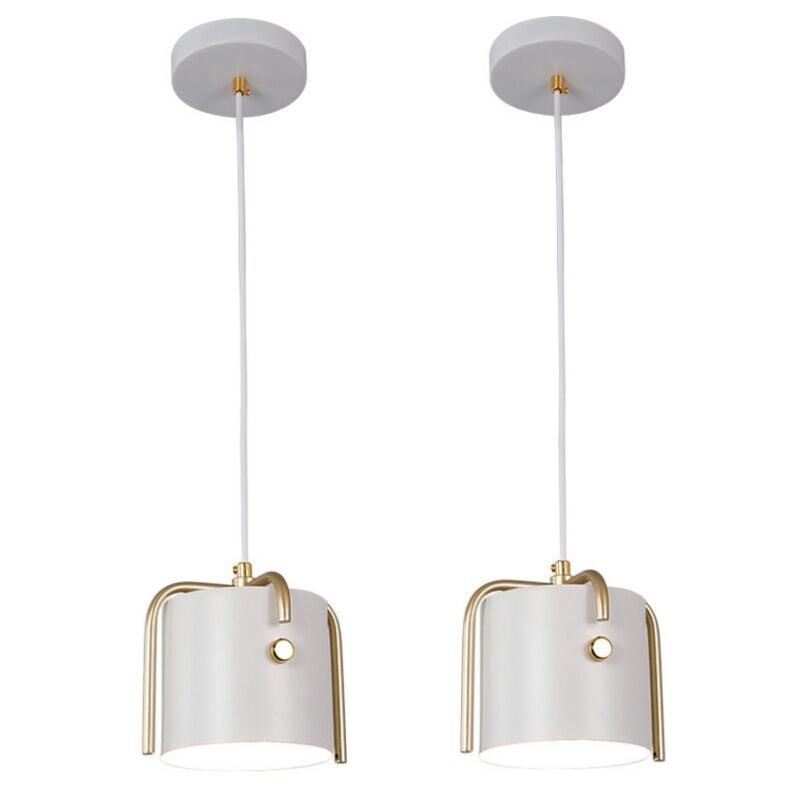 foto del prodotto lampadario a sospensione vintage industrial lampada da soffitto metallo plafoniera regolabile bianco 2 pezzi
