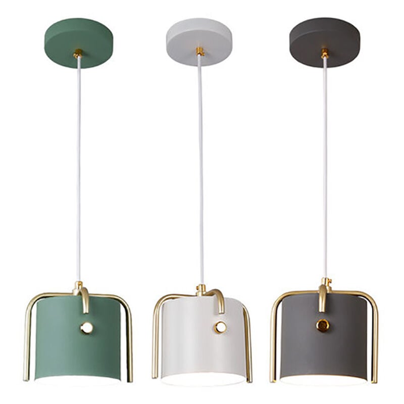 foto del prodotto lampadario a sospensione vintage industrial lampada da soffitto metallo plafoniera regolabile bianco grigio verde 3 pezzi