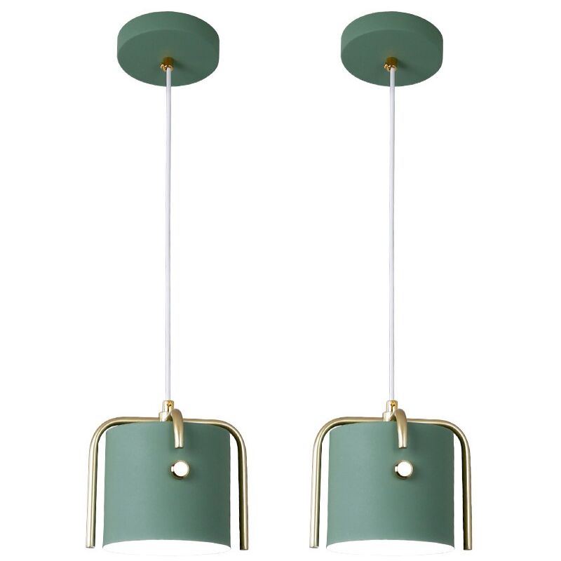 foto del prodotto lampadario a sospensione vintage industrial lampada da soffitto metallo plafoniera regolabile verde 2 pezzi