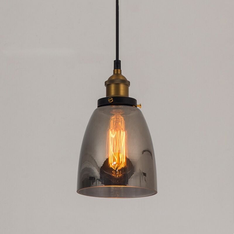 foto del prodotto lampadario a sospensione vintage industriale lampada a sospensione vetro lampada da soffitto diametro 14 cm grigio fumo