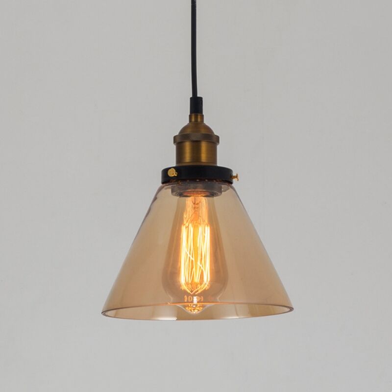 foto del prodotto lampadario a sospensione vintage industriale lampada a sospensione vetro lampada da soffitto diametro 18 cm ambra