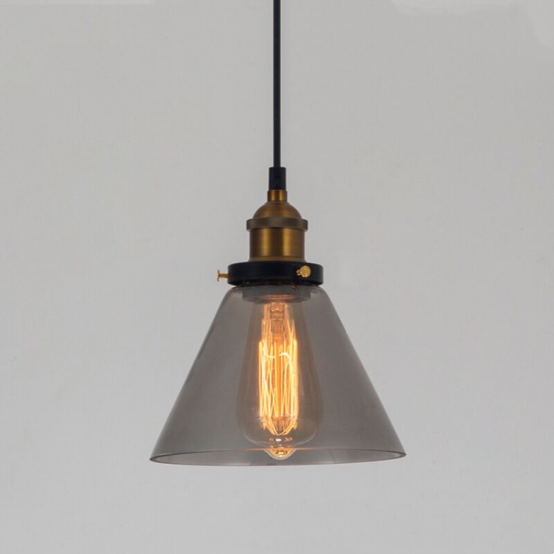 foto del prodotto lampadario a sospensione vintage industriale lampada a sospensione vetro lampada da soffitto diametro 18 cm grigio fumo