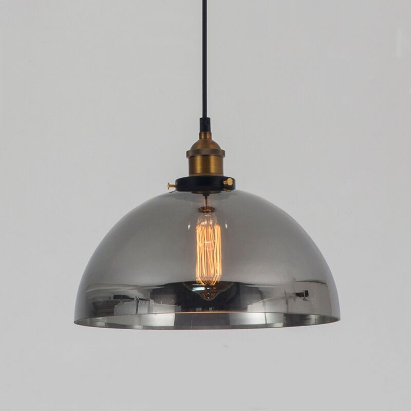 foto del prodotto lampadario a sospensione vintage industriale lampada a sospensione vetro lampada da soffitto diametro 25 cm grigio fumo