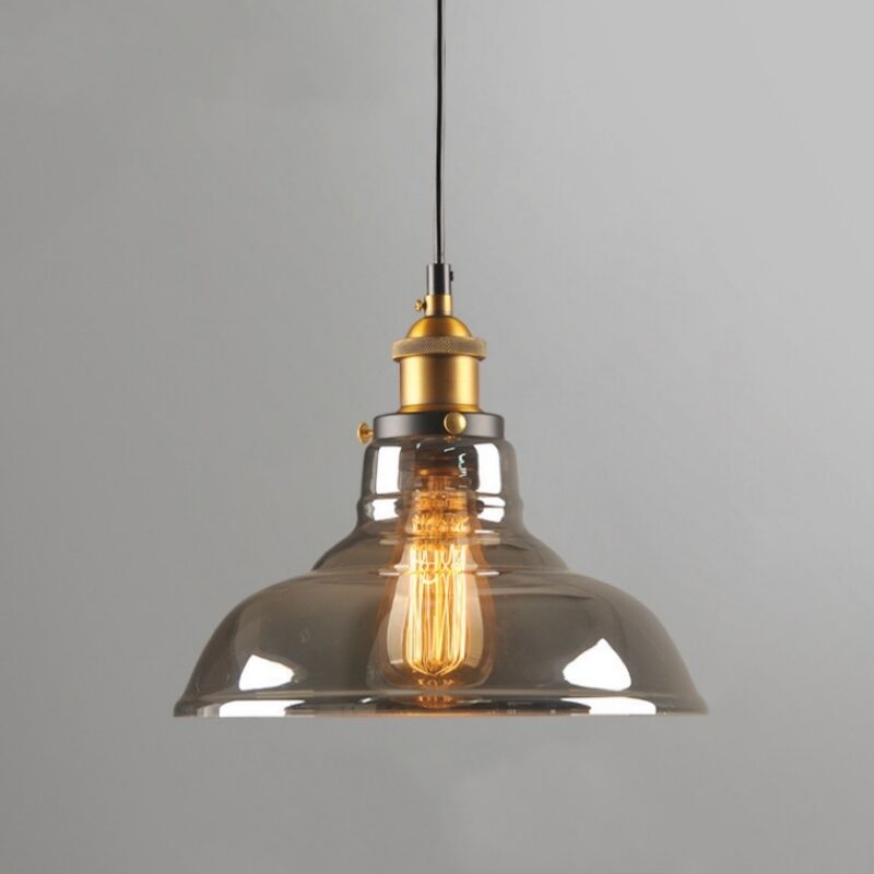 foto del prodotto lampadario a sospensione vintage industriale lampada a sospensione vetro lampada da soffitto regolabile d grigio fumo