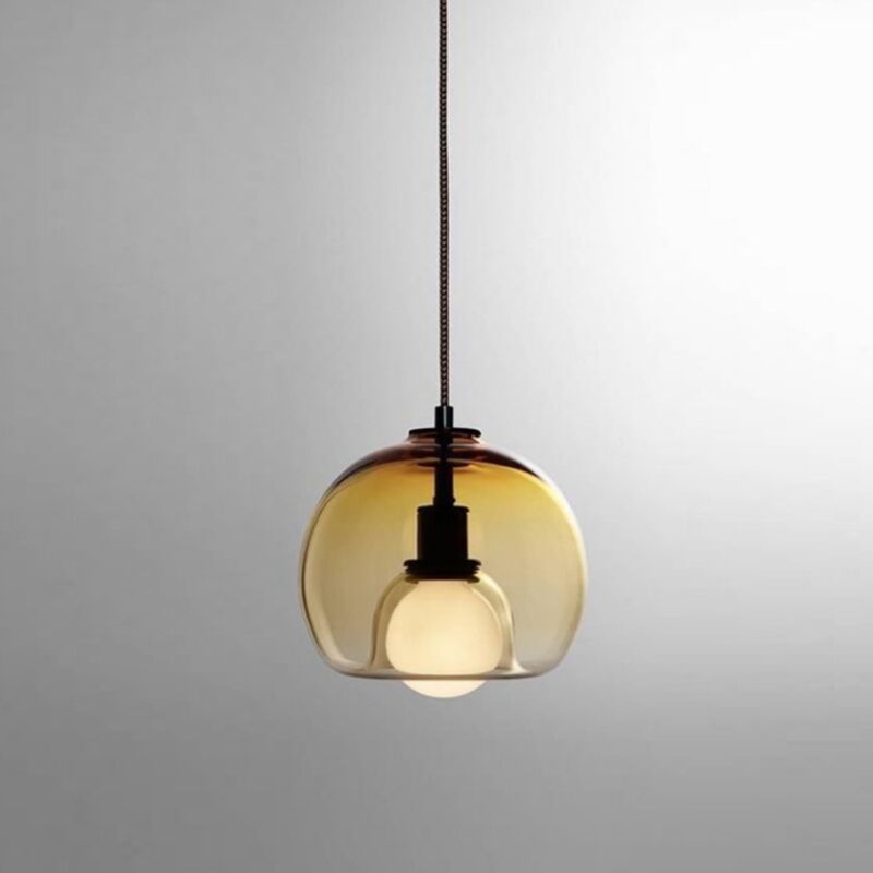 foto del prodotto lampadario a sospensione vintage industriale lampada da soffitto retr luci in vetro con paralume ambrato 20cm