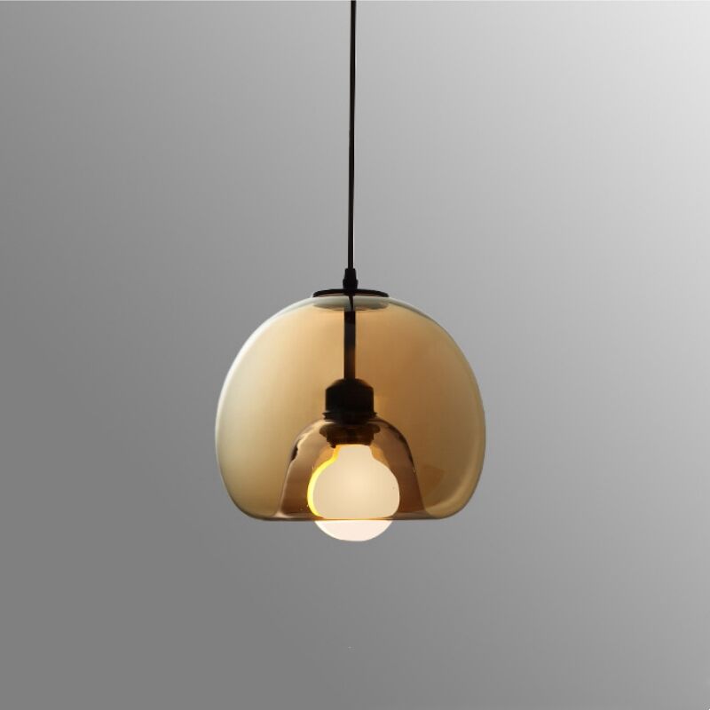 foto del prodotto lampadario a sospensione vintage industriale lampada da soffitto retr luci in vetro con paralume ambrato 25cm