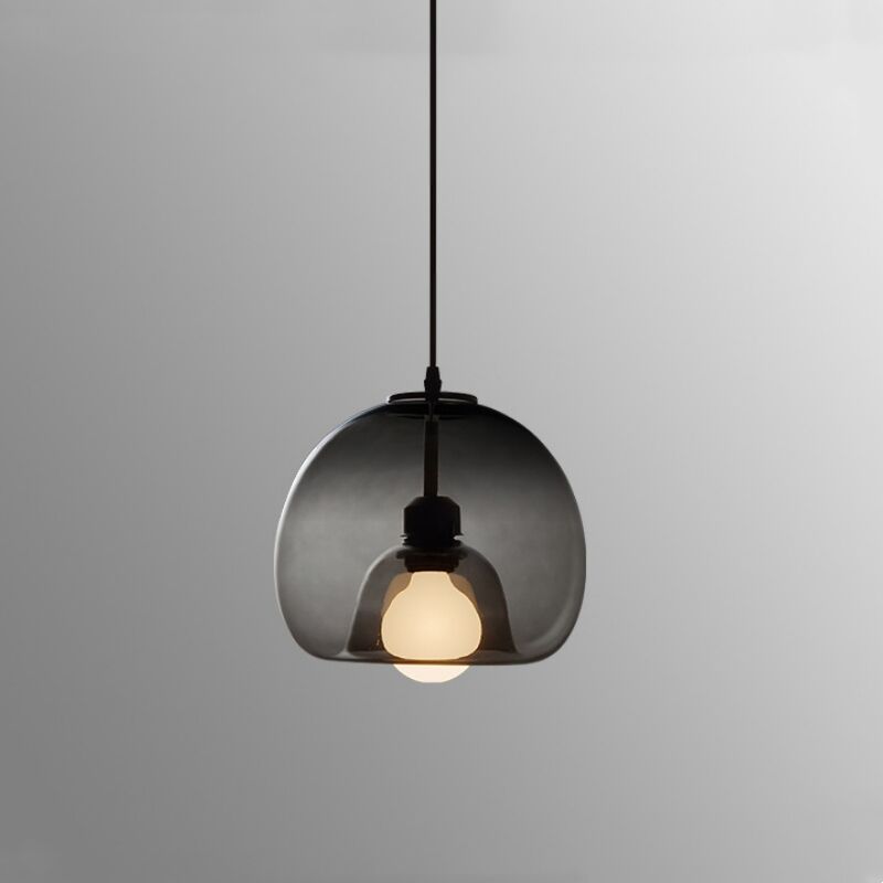foto del prodotto lampadario a sospensione vintage industriale lampada da soffitto retr luci in vetro con paralume grigio fumo 25cm