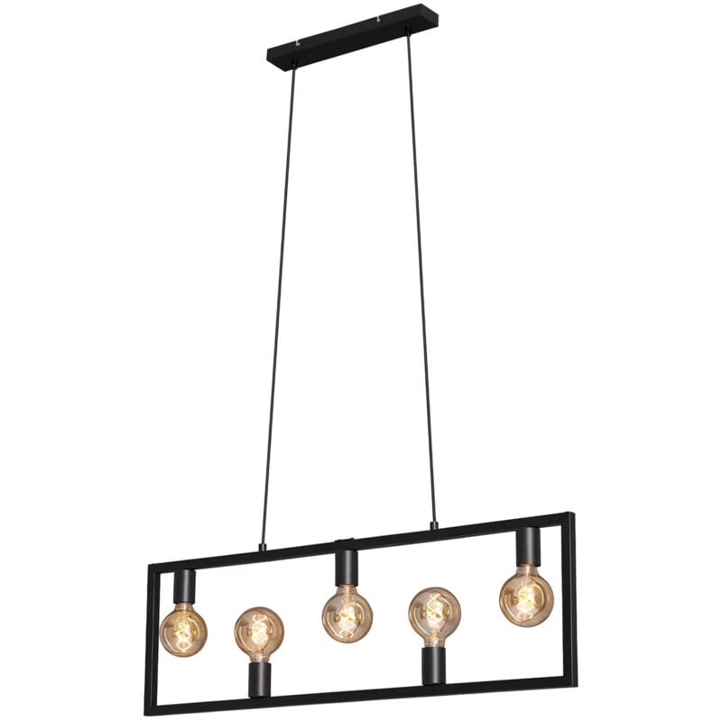 foto del prodotto lampadario a sospensione vintage kotak metallo nero 5 luci luci e27