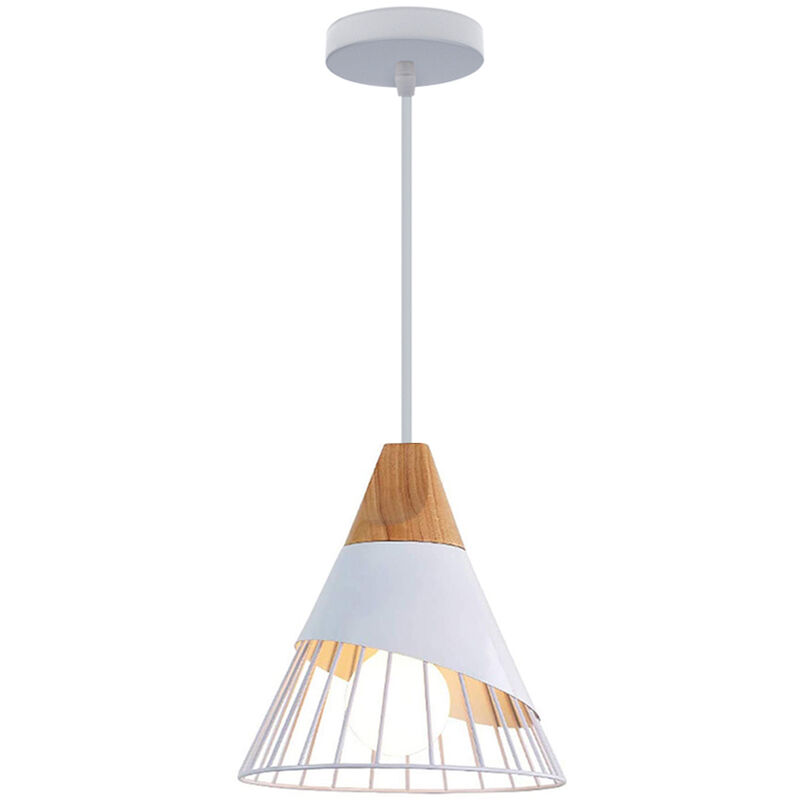 immagine 0 del prodotto lampadario a sospensione, vintage lampada da soffitto con paralume in legno e metallo, illuminazione di form a badminton per cucina ristorante sala