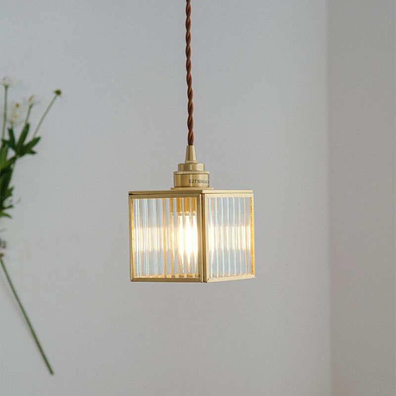 foto del prodotto lampadario a sospensione vintage lampada da soffitto paralume quadrata luce pendente art d eco a