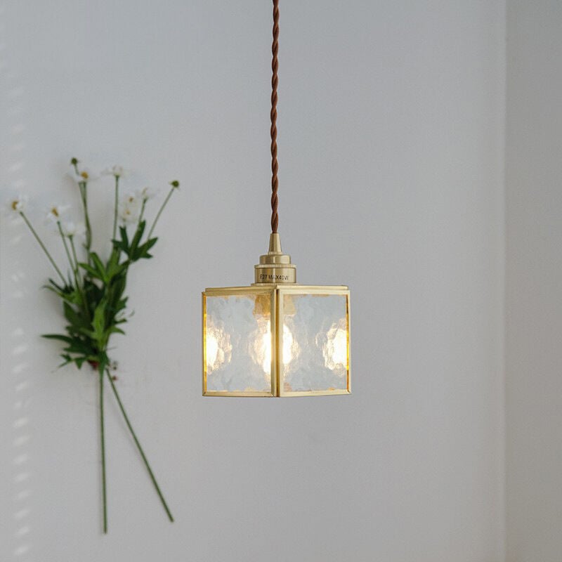 foto del prodotto lampadario a sospensione vintage lampada da soffitto paralume quadrata luce pendente art d eco b