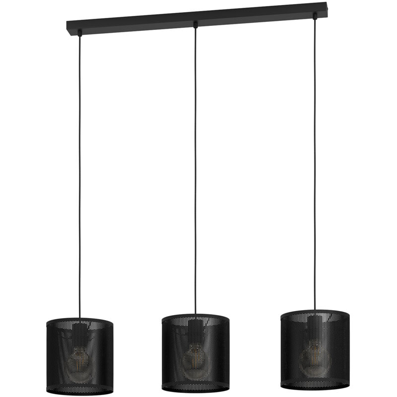 foto del prodotto lampadario a sospensione vintage manby acciaio nero 3 luci e27