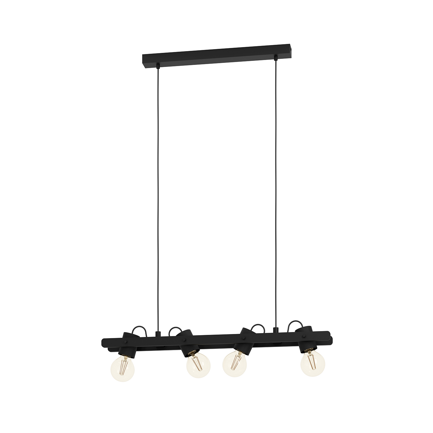 foto del prodotto lampadario a sospensione vintage plimsoll acciaio nero legno 4 luci e27