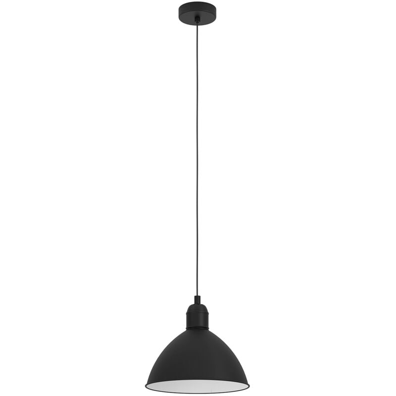 foto del prodotto lampadario a sospensione vintage priddy acciaio nero bianco 1 luce e27