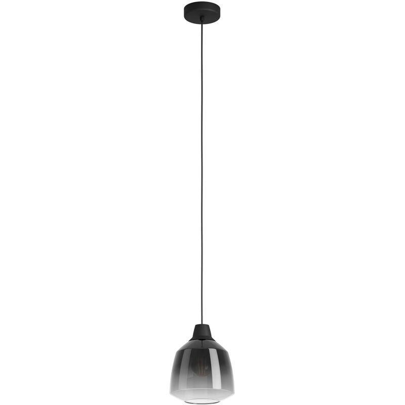 foto del prodotto lampadario a sospensione vintage sedbergh acciaio nero vetro 1 luce e27
