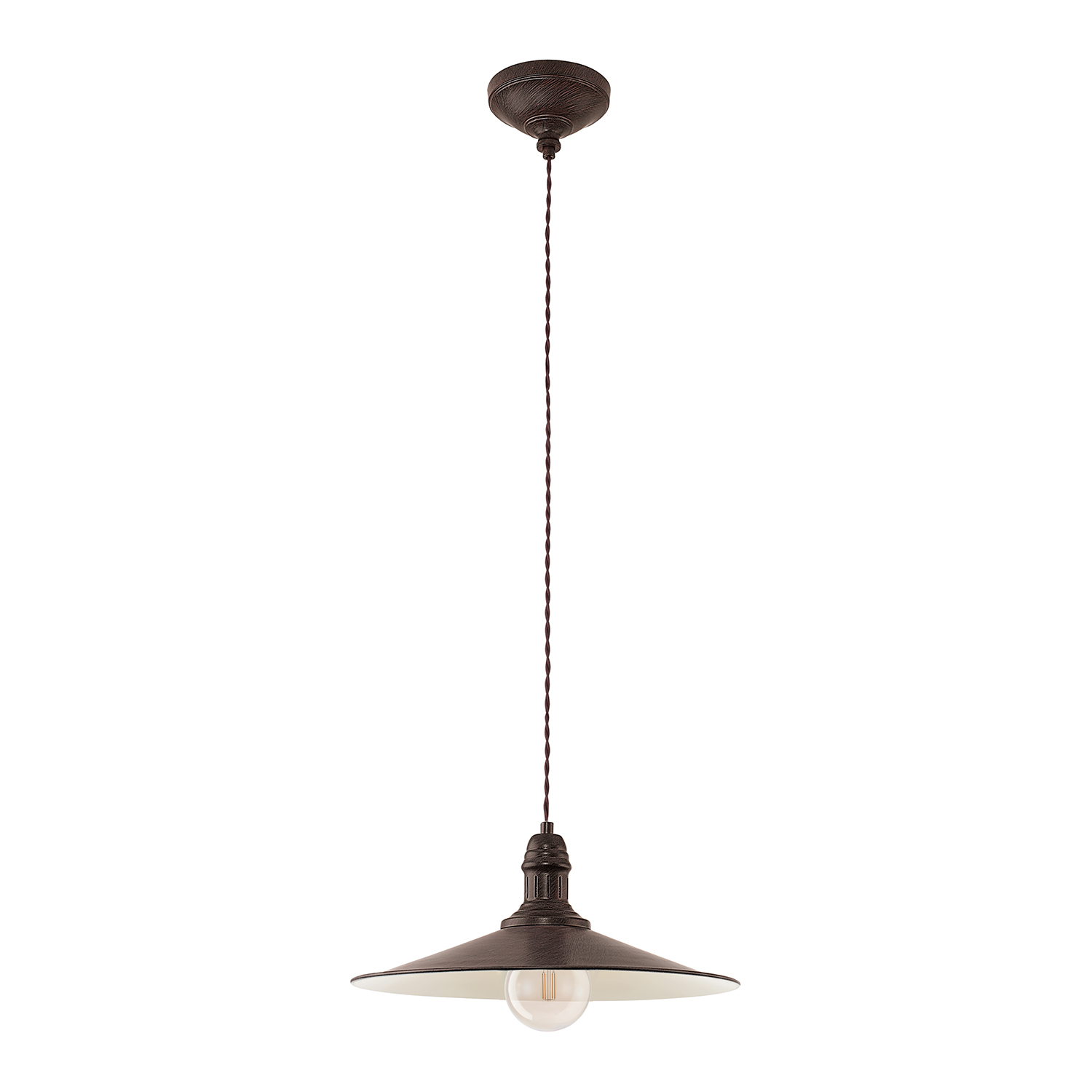 foto del prodotto lampadario a sospensione vintage stockbury acciaio marrone antico 1 luce e27