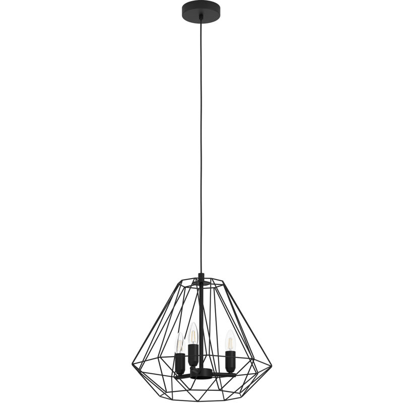 foto del prodotto lampadario a sospensione vintage tarle acciaio nero 3 luci e14