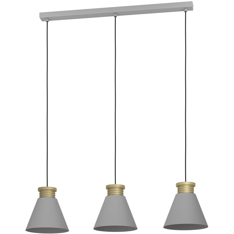 foto del prodotto lampadario a sospensione vintage twicken acciaio grigio oro 3 luci e27