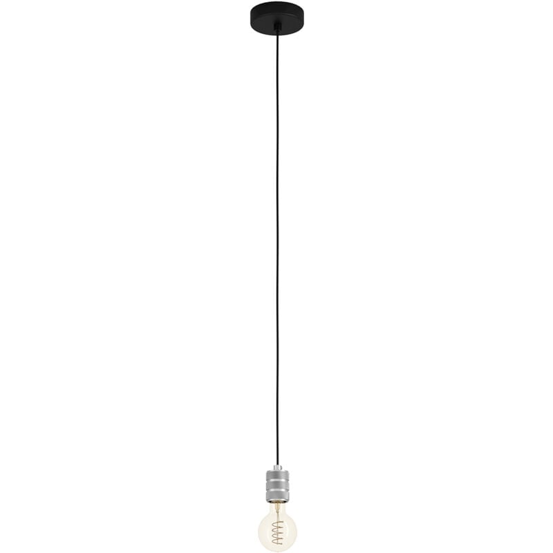 foto del prodotto lampadario a sospensione vintage yorth acciaio nero argento 1 luce e27