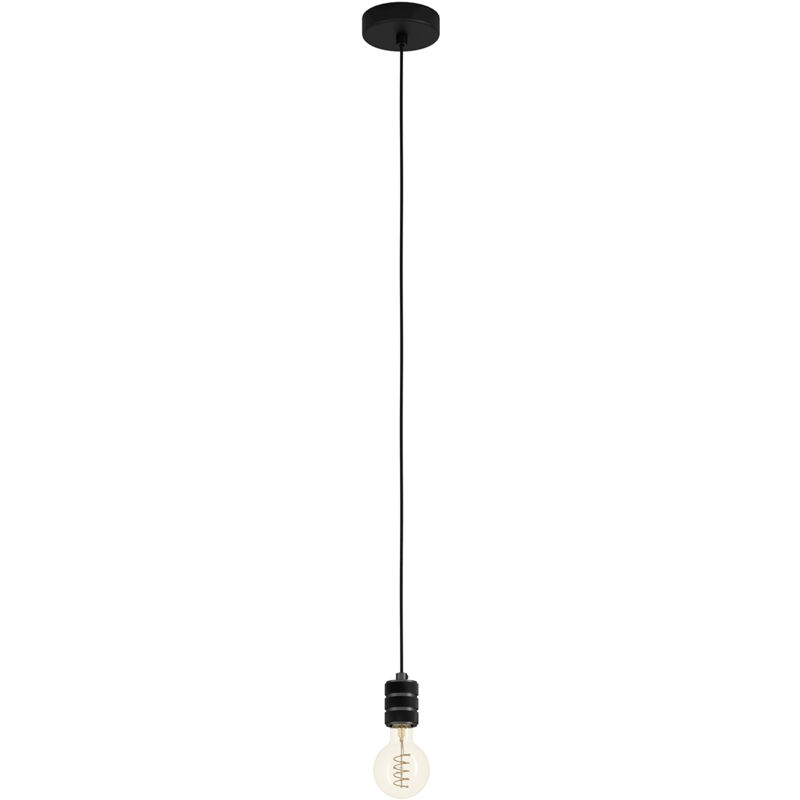 foto del prodotto lampadario a sospensione vintage yorth acciaio nichel nero 1 luce e27