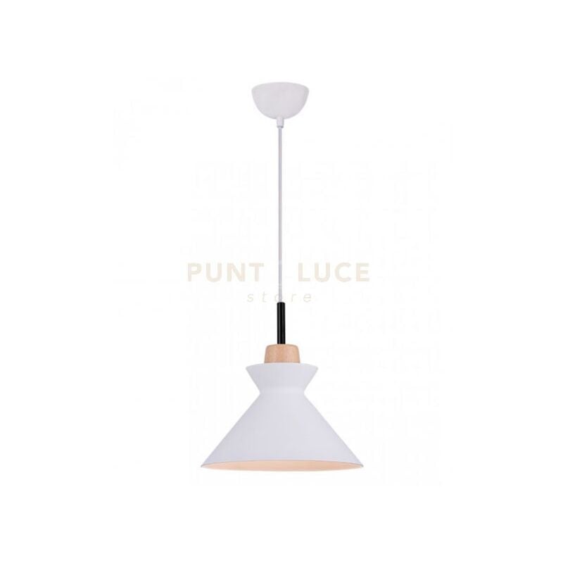 foto del prodotto lampadario a sospensione zambelis bianco e decorazione in legno