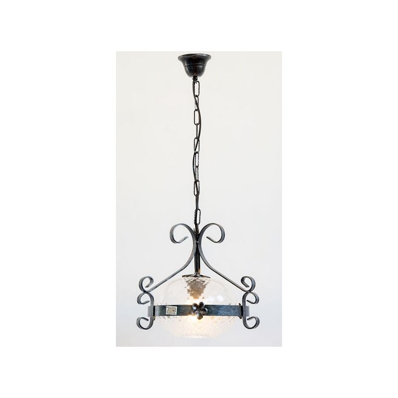 foto del prodotto lampadario ad 1 luce d.23 rossella in ferro battuto lampione applique lampada
