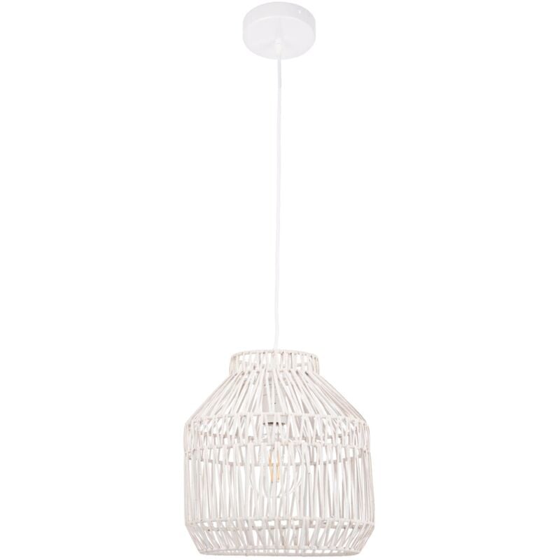 foto del prodotto lampadario altek bianco in metallo e vimine d 28.5 cm