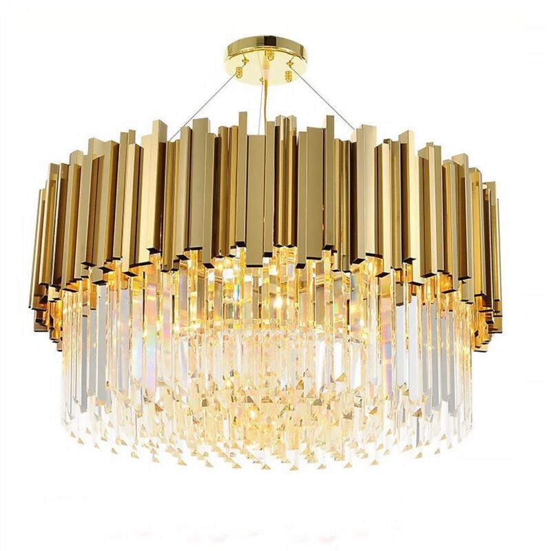foto del prodotto lampadario app601 c cristallo oro 4 punti luce e14 38x38x13,5cm regolabile