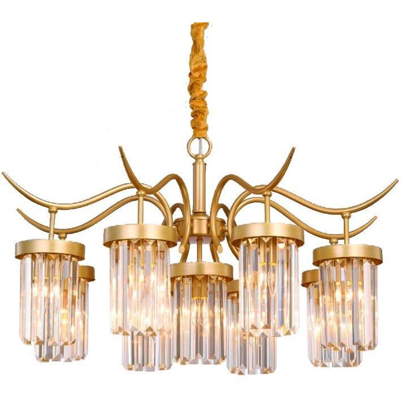 foto del prodotto lampadario app769 9cp cristallo oro 9 punti luce e27 80x80x39 89cm